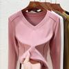 Front shoulder women's spring and summer new fishbone line design top women's bottoming shirt long sleeve t-shirt