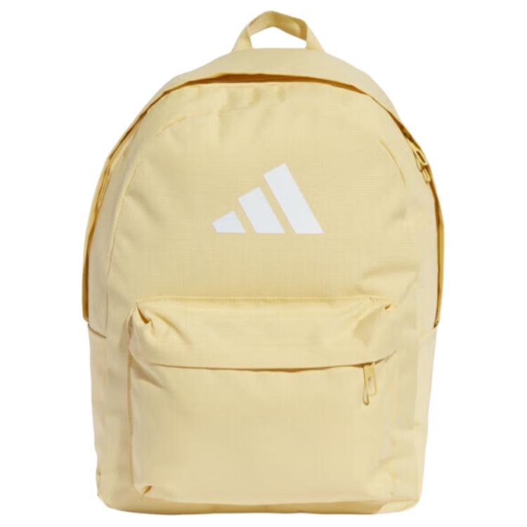 Adidas Solid Color Minimalist Versatile Logo Print Zipper Closure Backpack Large Unisex Backpack Yellow JY2721 Yellow