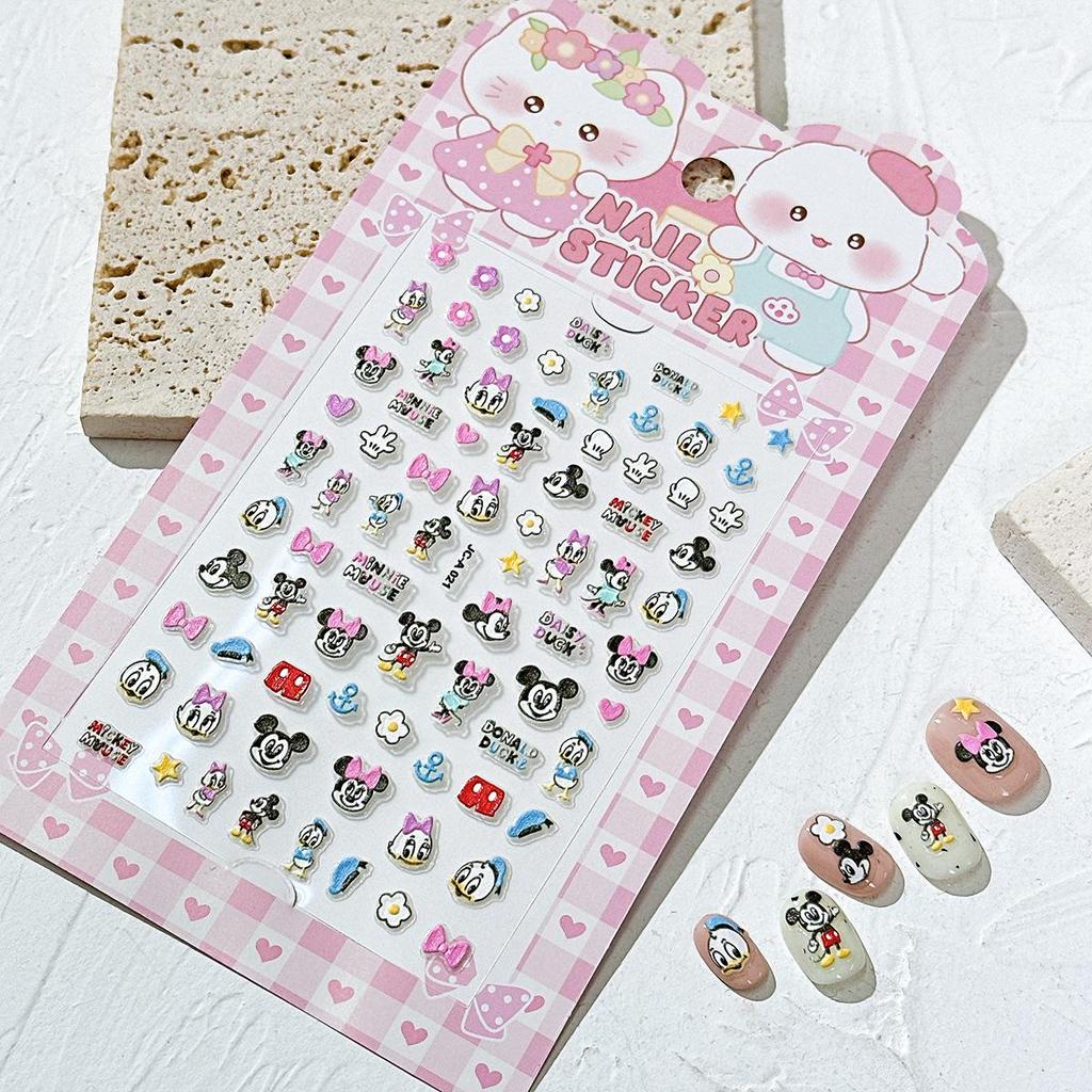 Luminous 5D Embossed Fluorescent Nail Art Stickers for Kids - Odorless Princess Design