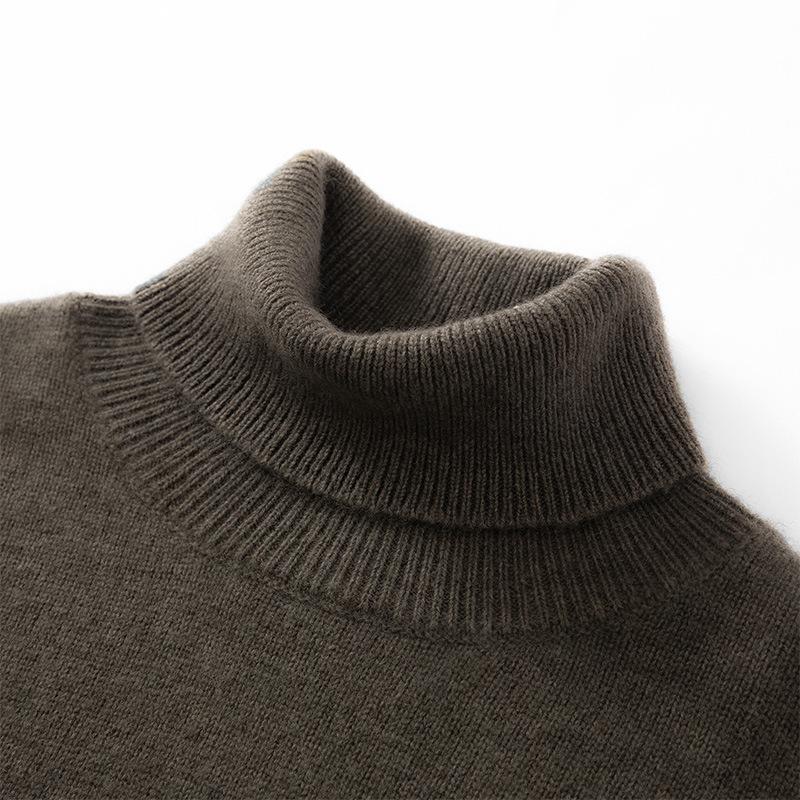 Double strand thickened high lapel cashmere sweater solid color pullover knitting