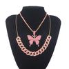 Fashion Creative Rhinestone Butterfly Perfume Keychain Hip Hop Cuban Necklace No. 5 Pendant for Women Elegant Holiday Jewelry