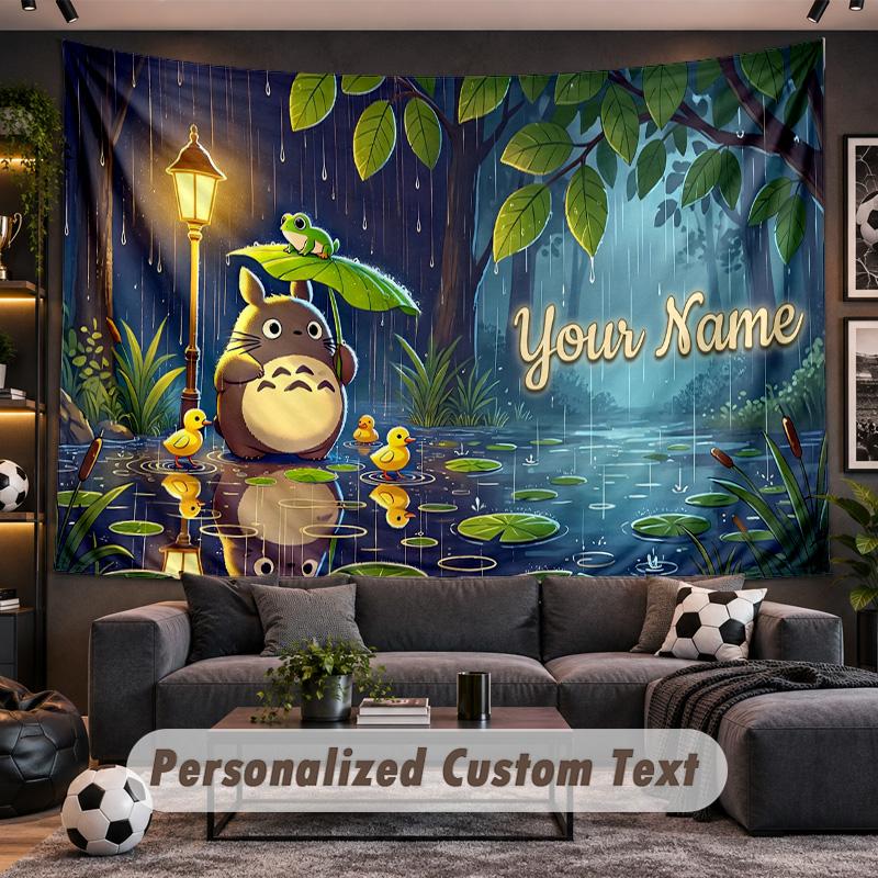 My Neighbor Totoro Personalized Tapestry Support Custom Name, Wall Art Home Decoration