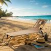 Folding Tanning Chair Phone Holder Space Portable Sun Lounger Foldable Reclining