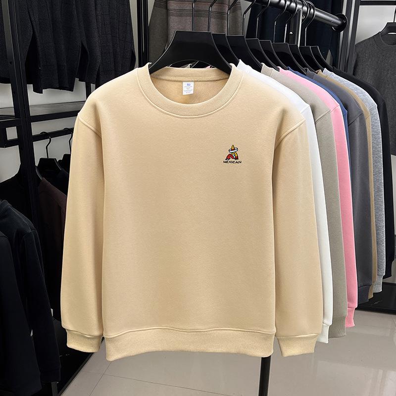 

Men s Plus Velvet Thickened Hoodie - Loose Fit, Warm Round Neck Base Layer for Autumn/Winter XL (125-140 lbs)