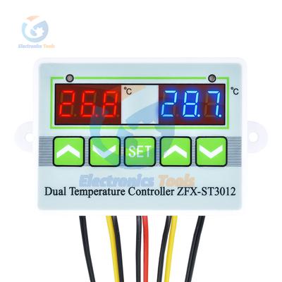 ST3012 Digitales LED-Doppelthermometer Temperaturregler AC 12V 24V 110V 220V Mikrocomputer-Regler Sensor-Messgerät