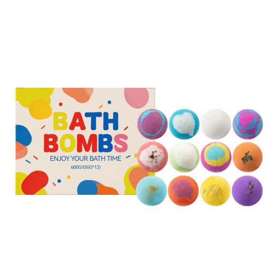 12Pcs Bath Bombs Set with Toy Fizzy Spa Ball for Kids Adults Moisturizing Skin-Softening Portable Travel Relaxation Kit for Beach Pool Home