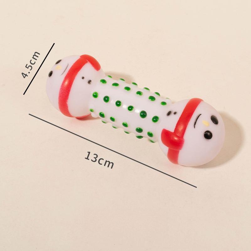 Christmas Dog Squeaky Dumbbell Toys, Santa Snowman Snowflake Pet Chew Toys, Festive Interactive Dog Toys for Teeth Cleaning