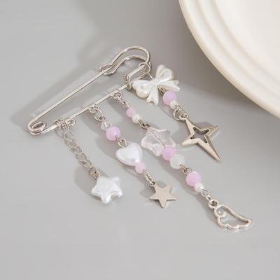 Pastoral Style Star Alloy Pendant Brooch: European & American Jewelry with Beaded DIY Bag Accessories