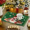 Christmas Cotton Linen Placemats Snowman & Santa Claus Decorated Dining Table Mats Insulation Solid Color Holiday Home Decor