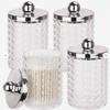Set di tamponi di cotone rettangolari e scatola portaoggetti con coperchio per trucco, filo interdentale e stuzzicadenti.