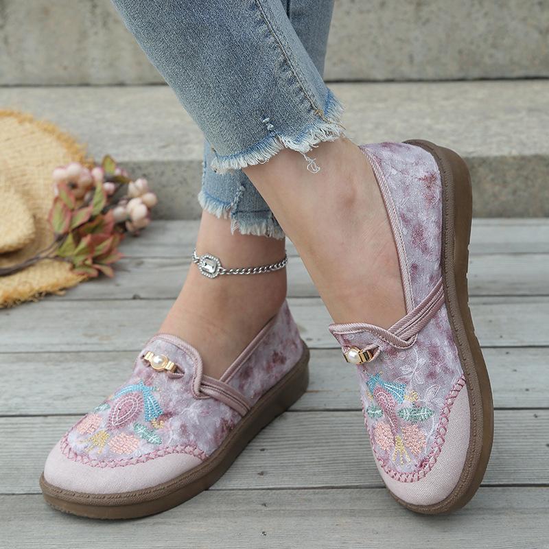 Batik Embroidered Women's Shoes, Soft-soled Anti-slip Summer Sandals, Women's Casual Shoes, Walking Shoes