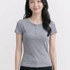 Navava Women Simple Basic Solid Henley Neck ShorT Sleeve T shirT nT3349