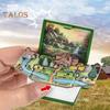 Mini-Schlüsselanhänger mit 3D-Klappbuch, knallende Miniaturwelt, hängende Dekoration, kleines Café, Große Mauer, Schloss, faltbares Buch, Schlüsselanhänger
