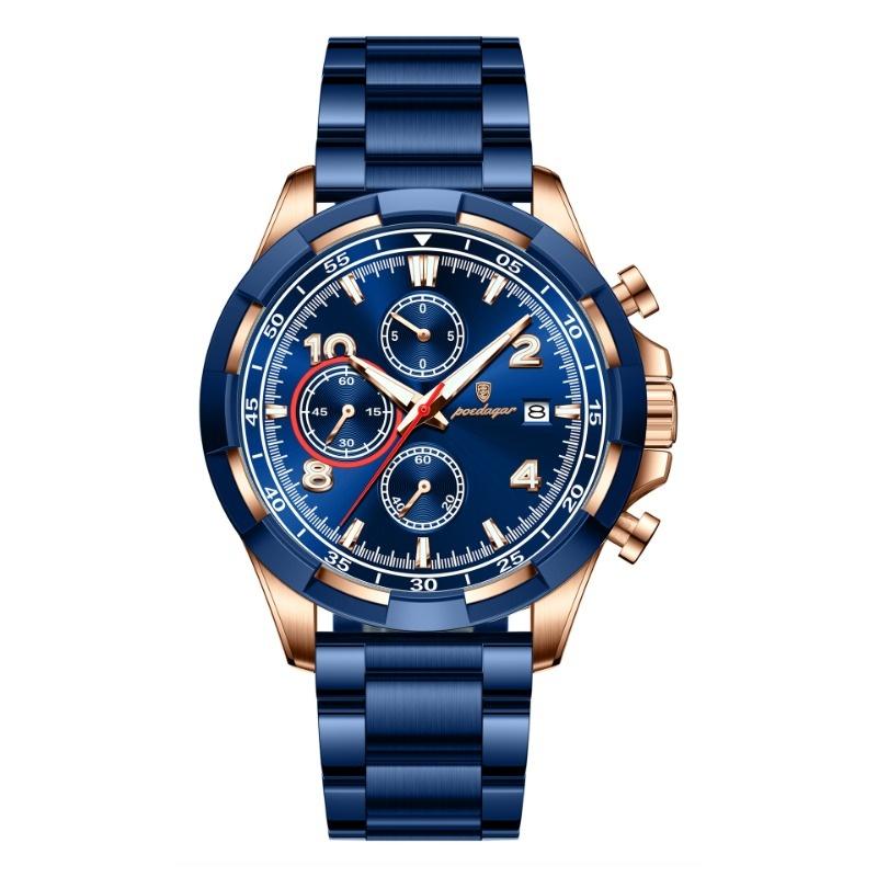 Zegarek męski chronograf wielofunkcyjny świecący kwarcowy zegarek na rękę