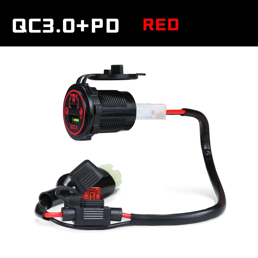 

For Honda NX 400 NX400 2024 Accessories Motorcycle QC3.0 USB Type C PD Fast Charger Power Adapter Plug Socket красный