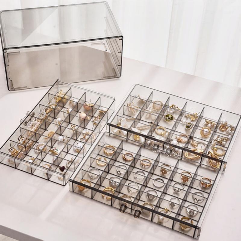 Jewelry Box Organizer Jewelry Cases for Women Girls Plastic Storgae Container with Grids for Earring, Ring, Necklace, Bracelets