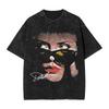 Debbie Harry Auf der Bühne T-Shirts Hip Hop Gewaschen Kurzarm Oversize T-Shirts Vintage für Unisex Damen Streetwear Bedrucktes T-Shirt