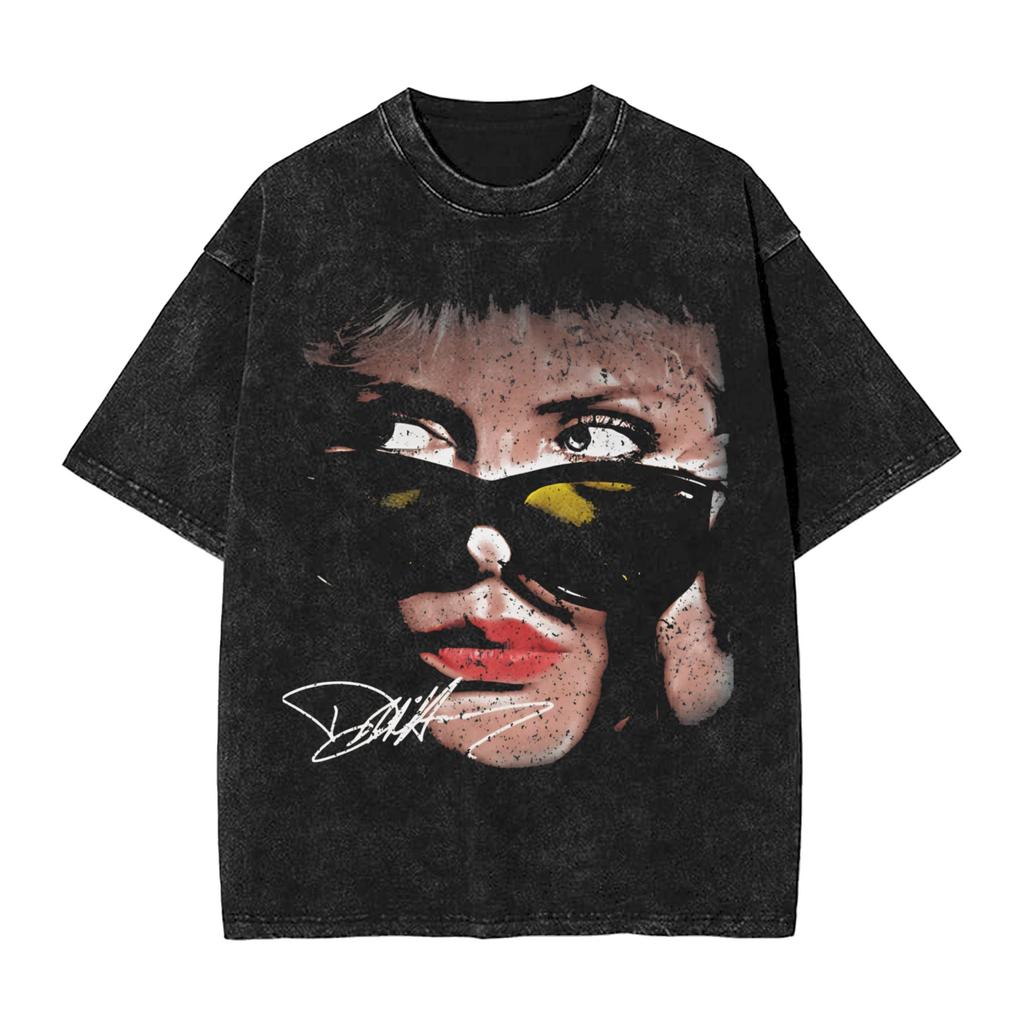 Debbie Harry Auf der Bühne T-Shirts Hip Hop Gewaschen Kurzarm Oversize T-Shirts Vintage für Unisex Damen Streetwear Bedrucktes T-Shirt