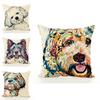 Adorable Pet Dog Pillow Cover In Linen Blend For Cozy Sofa And Office Decor