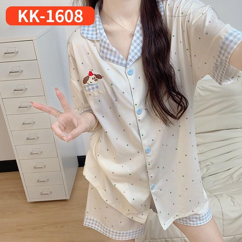 Womens Cute Cartoon Pajamas Set Long Sleeve Loose Loungewear Students Home Wear