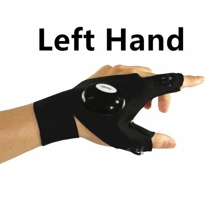 Outillage de camping,Gant sans doigts, lampe de poche LED, torche, outil d'extérieur, pêche Camping randonnée survie - Left Hand[C]