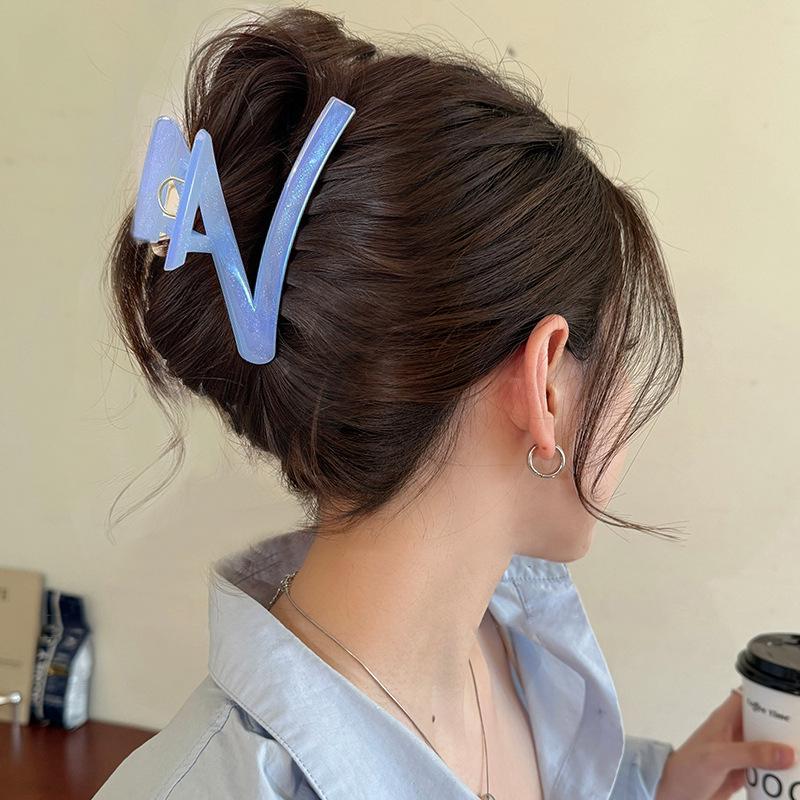 Korean High-End Acrylic Flower Hair Clip for Women - Large Shark Clip for Voluminous Styles