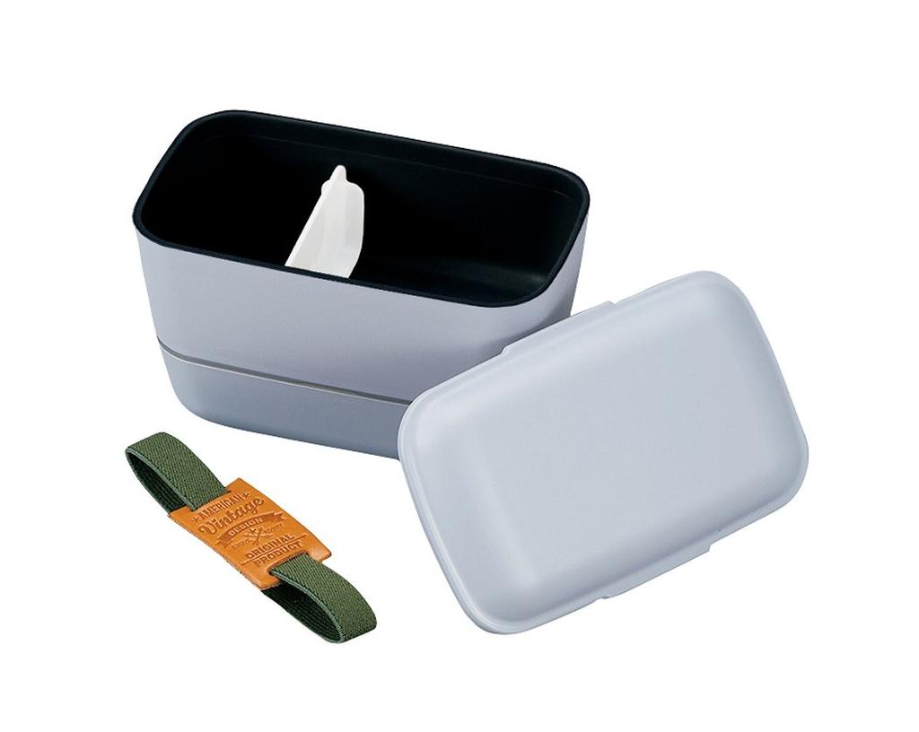HAKOYA American Vintage Dome Lunch 52872 Two-Tier Box, Navy,