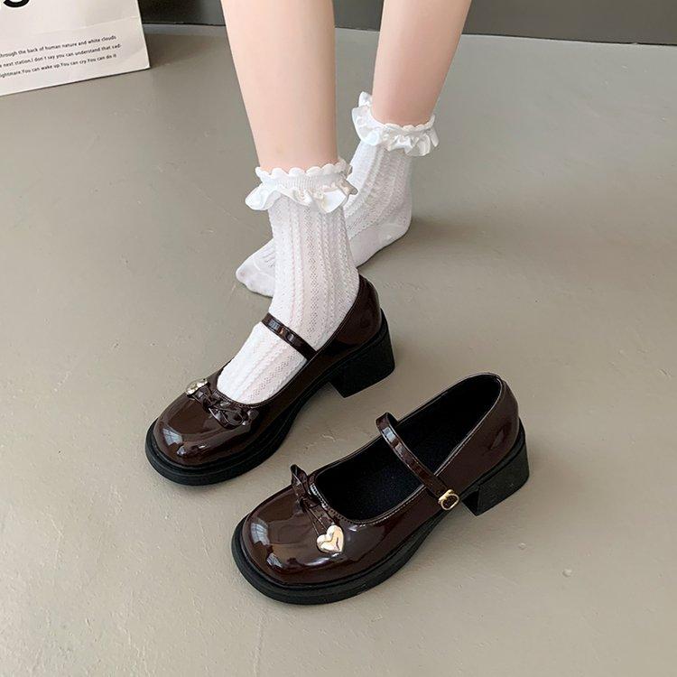 2024 New Hot Selling Versatile Square Toe Solid Color Shoes Bow Decoration Bag Heel Straight Buckle Ladies Shoes