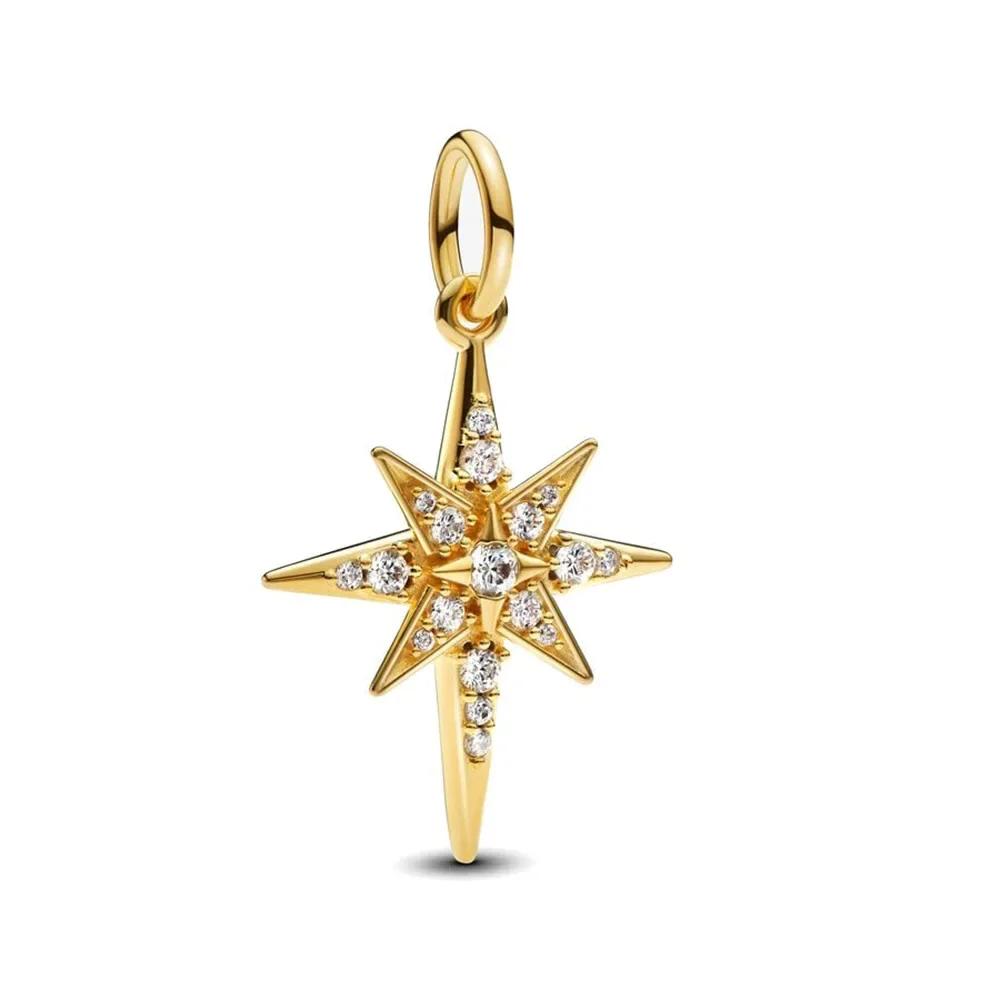 Copper Metal Romantic Stars and Moon Snowflakes Charm Bead Component Designed For High Quality Fine Jewelry Craft Making Compatible With Do It