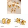 Geometric Titanium Steel Earrings For Women Unique Asymmetrical Studs Jewelry