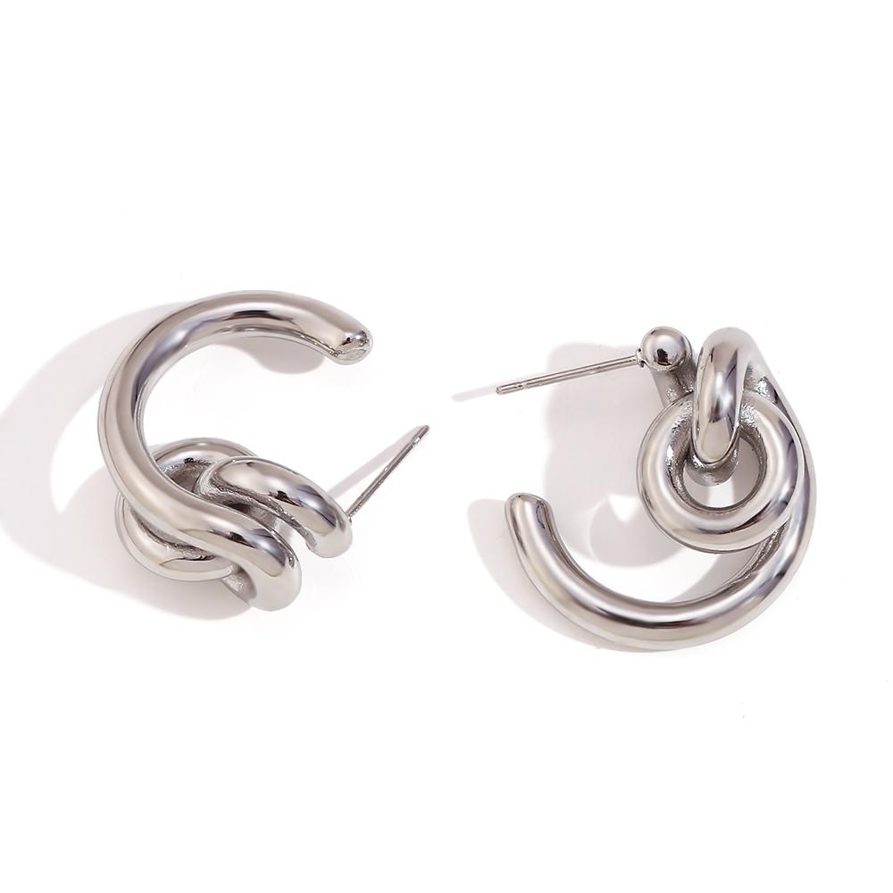 

MamacitaSlay 316L Stainless Steel Mixed Color Geometry Earrings 18K Gold Plated Waterproof Jewelry Women s Creative Earrings срібний