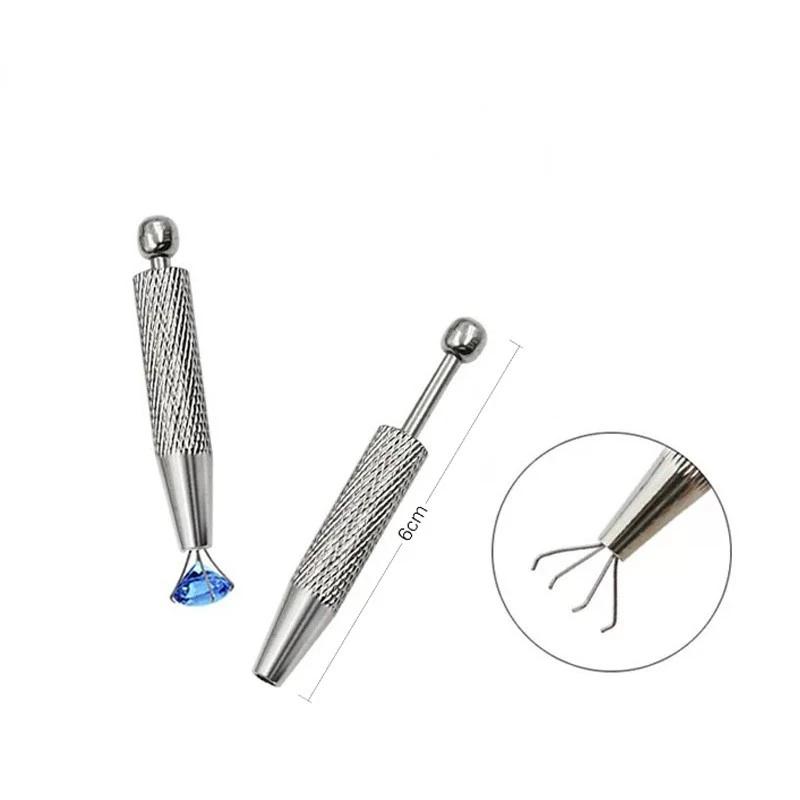 Mini Tweezer 4 Claws Jewelry Beads Pick-up Tool Diamond Gems Prong Holder Catcher Grabber Stainless Steel Body Piercing Tools