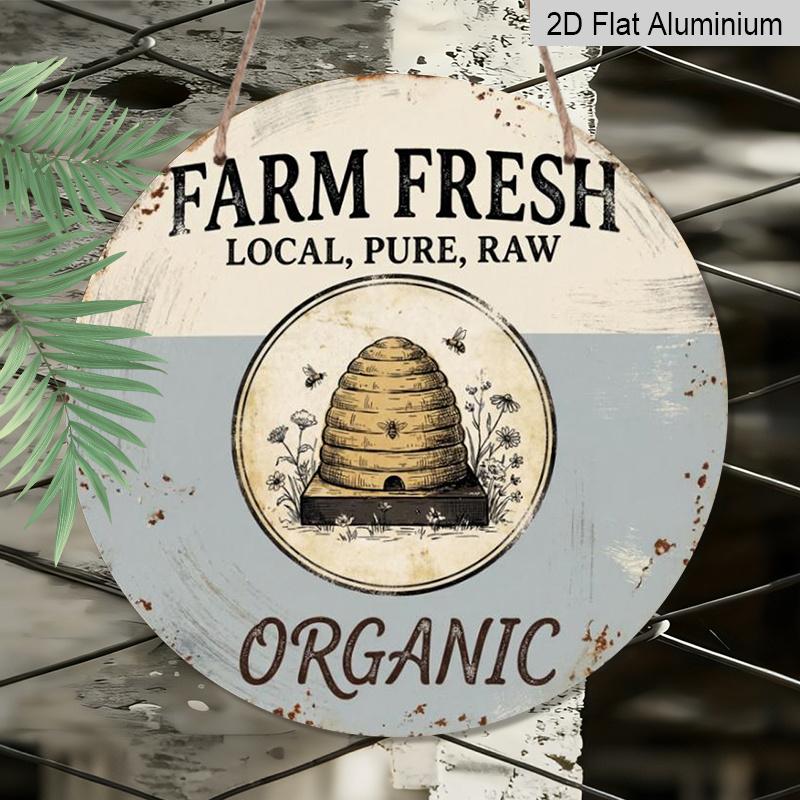 2D Flat 1pc, 8x8 in, Fresh Local Farm Products Aluminum Metal Decorative Signs & Plaques, Durable Tin for Indoor/Outdoor Decoration, Suitable for