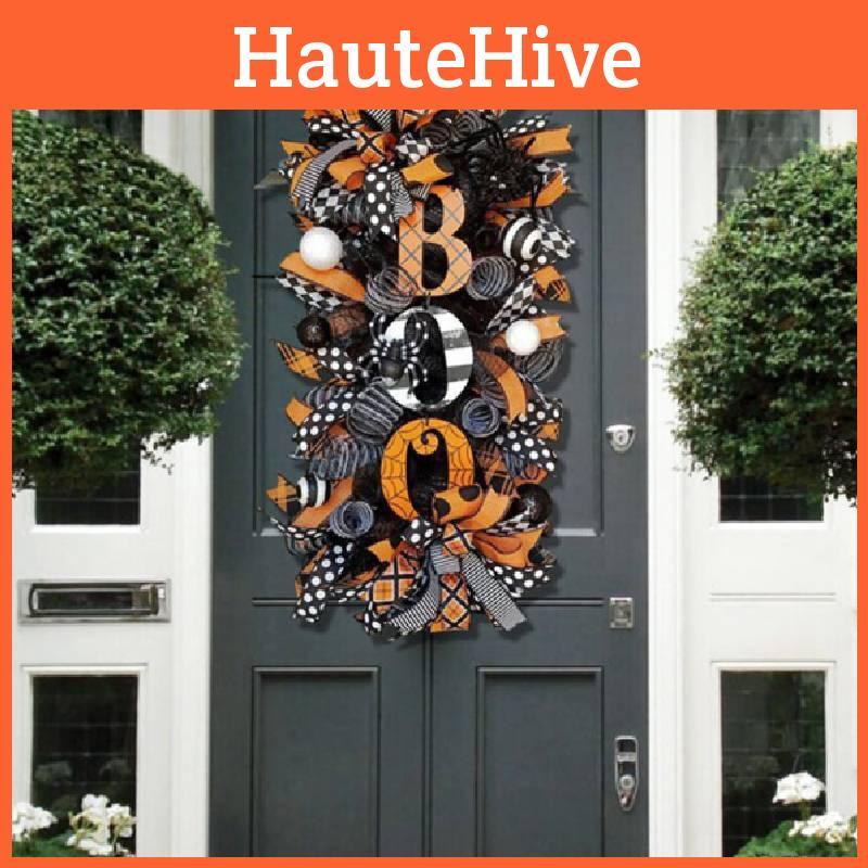 Spooky Pumpkin Halloween Wreath Door Hanging Decorative Courtyard Ornament