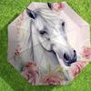 1pc Horse Floral Automatic Folding Umbrella, Heavy Duty 8 Rib Iron Frame,  Suitable for Travel, Daily Use, Birthday, Decor Gift m0104035