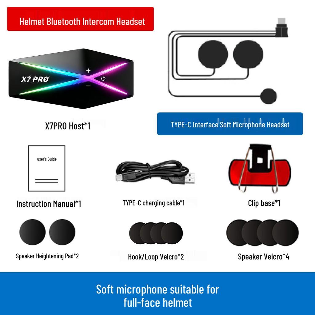 CrossX7 Bluetooth Motorcycle Helmet with Waterproof Noise-Canceling Music Earphones & 2-Person Wireless Intercom
