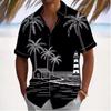 Thin Comfort Short Sleeve Shirts For Men, Relax Fit All Over Tropical & Marine Motif Lapel Tops