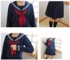 Aculldo Sailor Navy Long Short Long Cosplay Three White Open Authentic Perfect for Cultural School School Uniform Size Uniform, Blue, Sleeves,