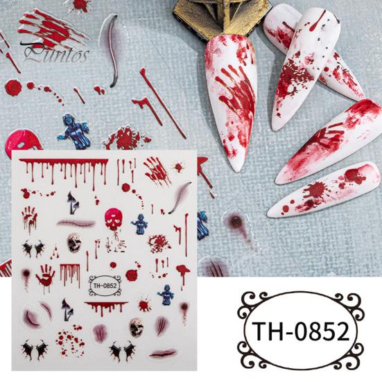 Easy to Apply Nail Decals 6 Sheets Halloween Stickers for Women, Pumpkin Ghost Bat Skull Design Manicure Decoration Decals, Art Accessories Home Salon