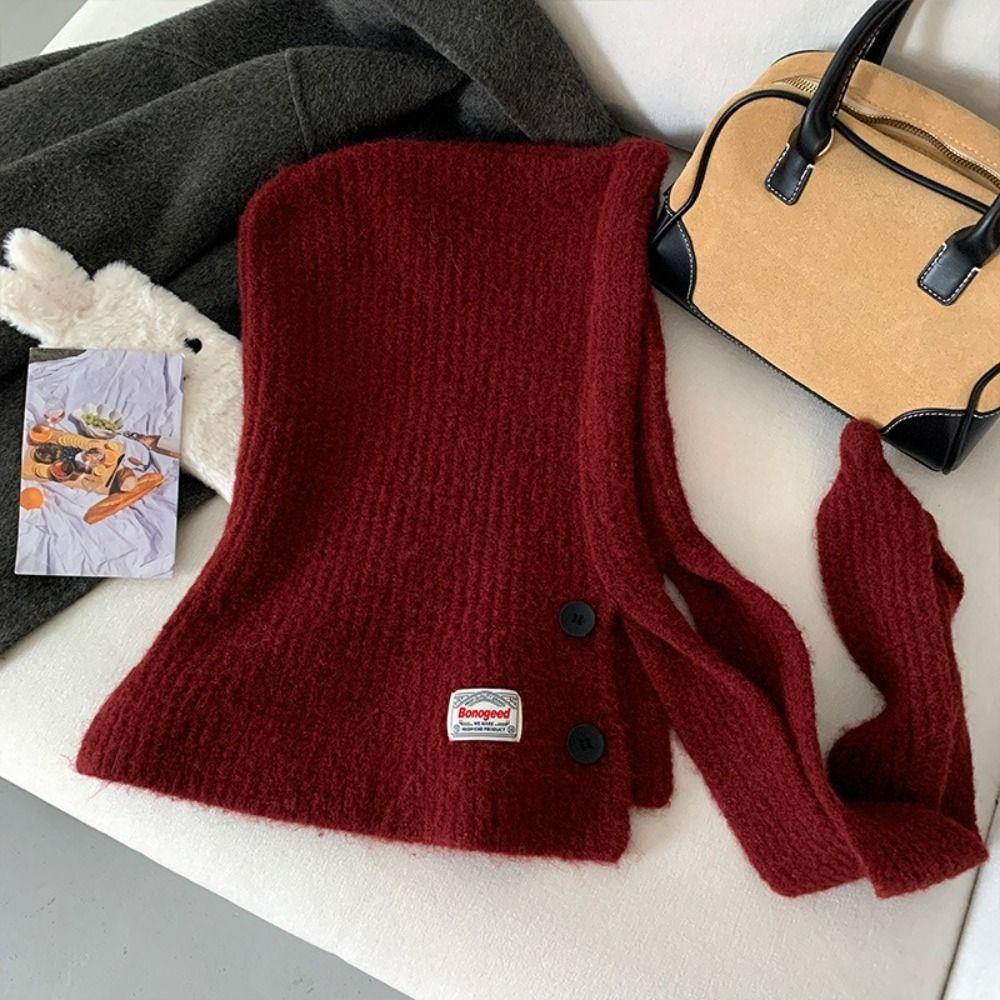 Woolen Material Woolen Knitted Balaclava Ear Protection Neck Protection Knitted Beanie Hat 2 In 1 Design