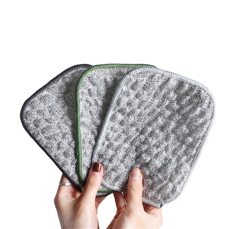 10PCS Reusable Dish Cleaning Cloth AntiScratch Oil Resistant Double Sided Scrubber for Kitchen Utensil Cookware