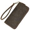 Men'S Crazy Horse Leather Wallet Retro Embossed Fashion Long Wallet Leather Zipper Clutch Multi-Card Mobile Phone Money