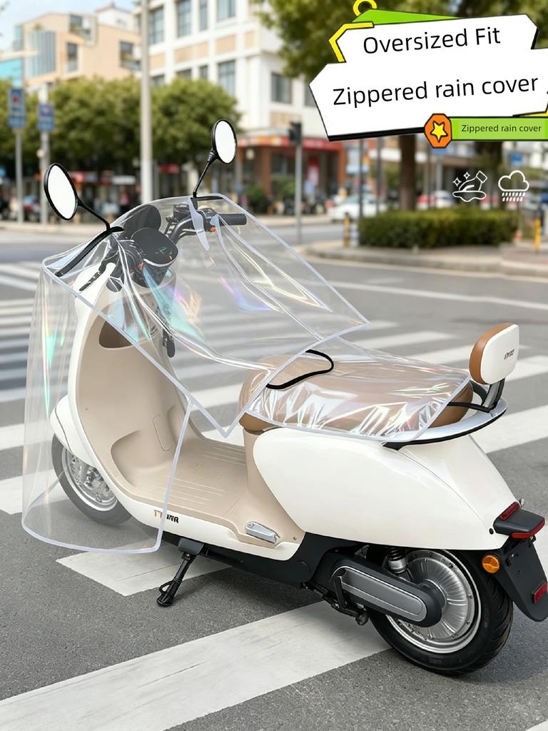 Electric Vehicle Rain Cover, Transparent Thickened Raincoat, Front Windshield, Sun Protection, Waterproof Poncho, Electric Bike Rain Cover