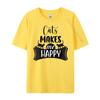 Cats Makes Me Happy Pink Graphic Tees Unisexs T Shirt Unisexs Tshirts Adult Unisexs T Shirt Plus Size Figures