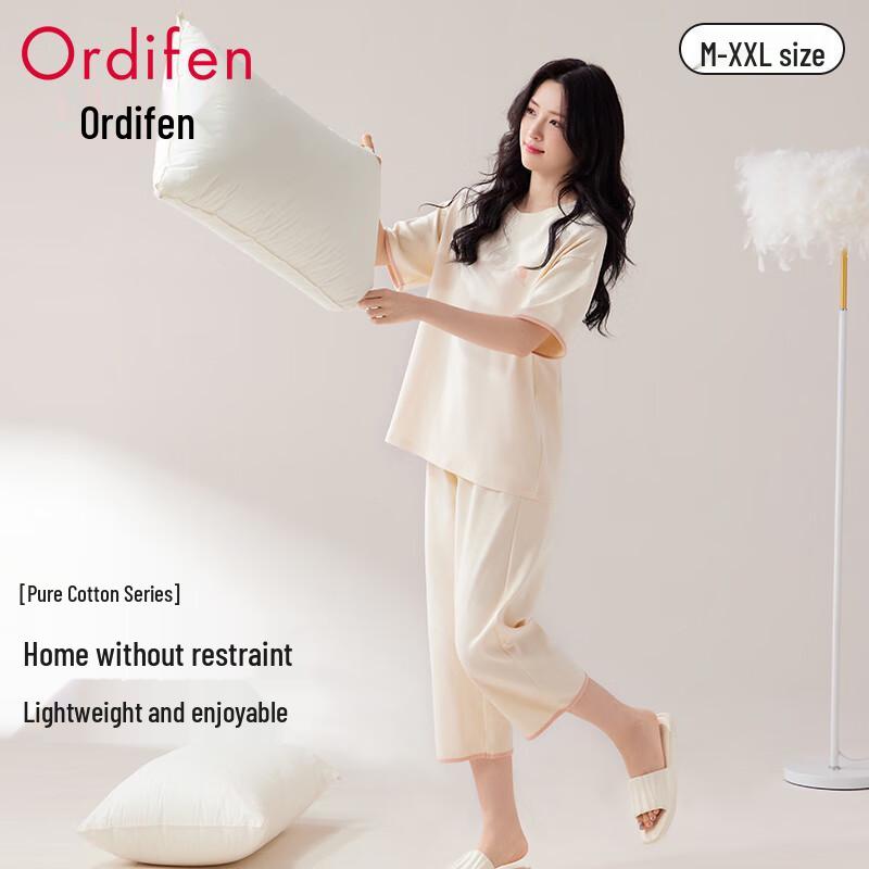 Audifen 100% Cotton Short Sleeve Women s Pajama Set L