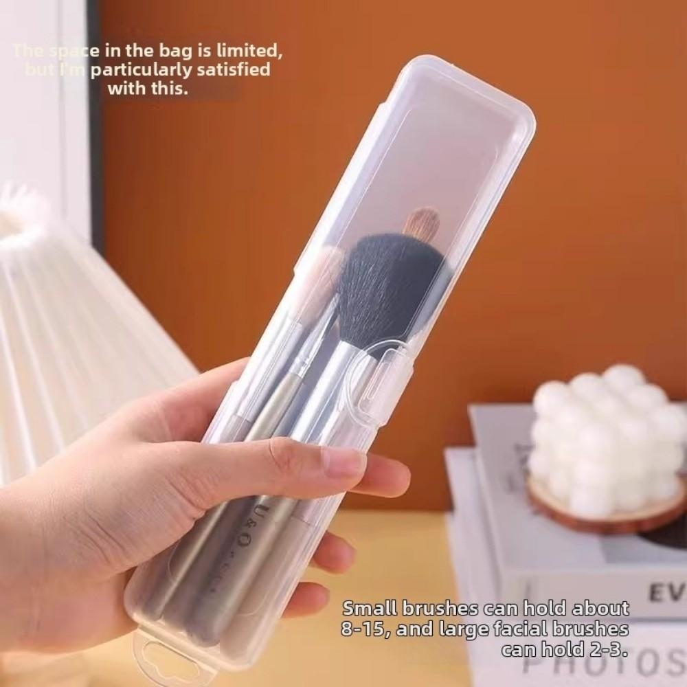 3 pcs Dustproof Lid Makeup Brush Organizer Reusable Clear Storage Case Cosmetics Storage Box Travel