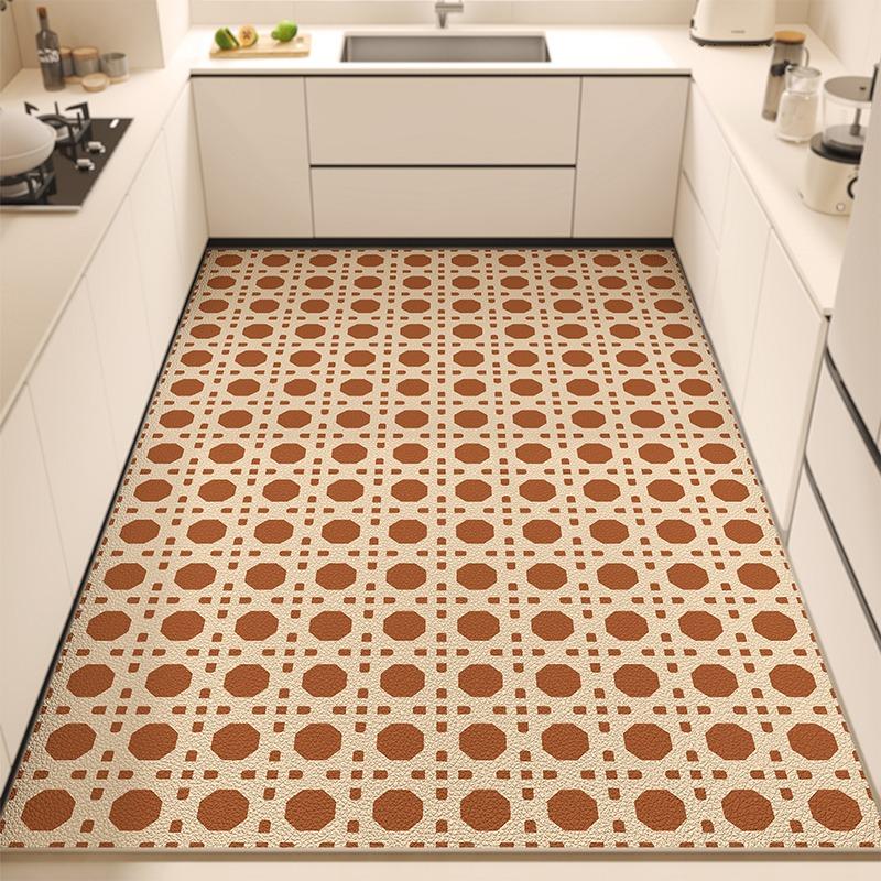 Kitchen Floor Mat Pvc Waterproof Leather Chessboard Pattern Carpet Non-slip Oil-proof Special Mats Large Area Rug Easy To Clean