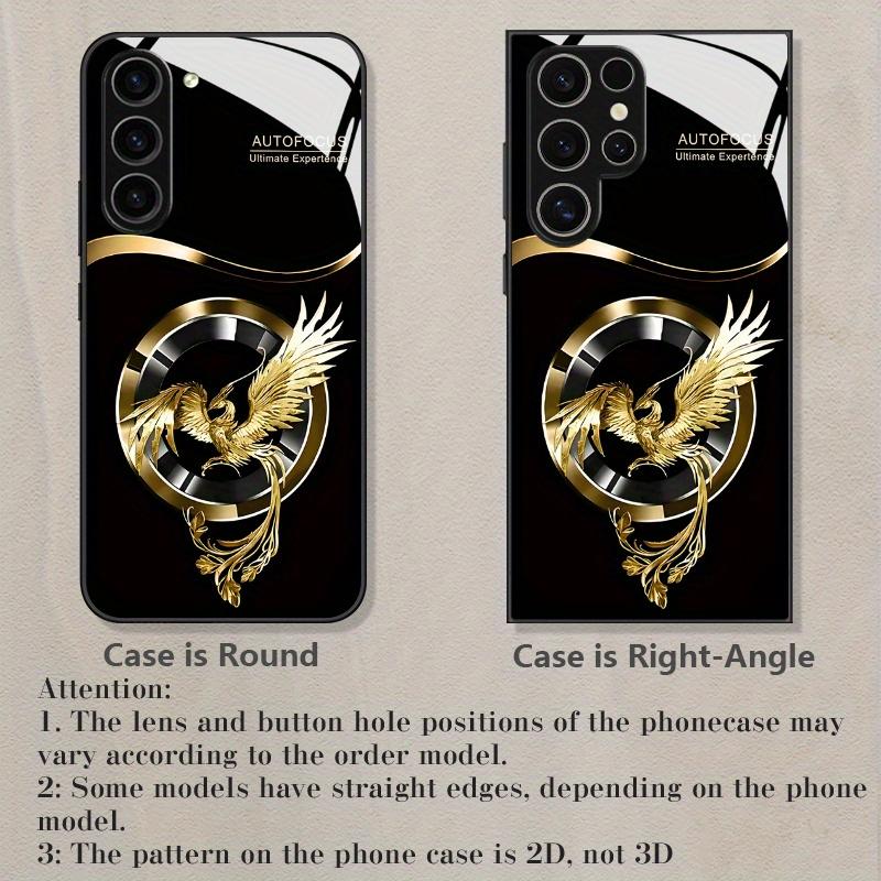 Creative Design Golden Phoenix Round Pattern Glass Phone Case for S26 S25 S24 S23 Ultra S22 S21 S20 FE S20 Ultra A36 A56