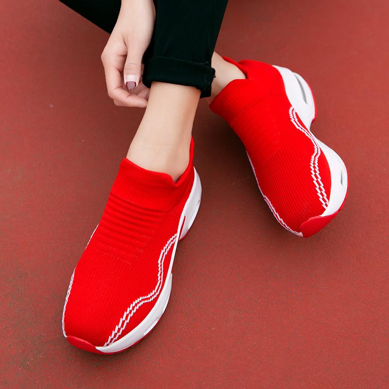 Women Slip on Walking Shoes Women Black Red Blue Grey Sneakers Elevator Platform Socks Shoes Women's Orthopedic Casual Shoes Plus Size 42 43