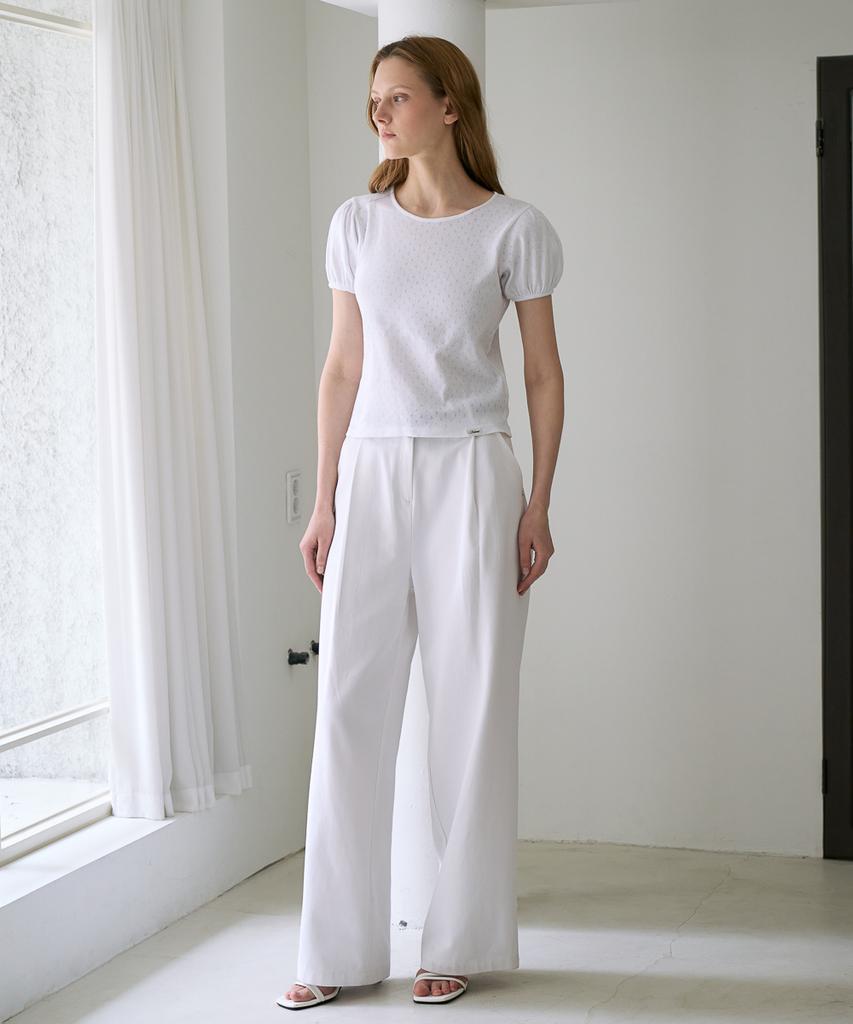 DEHEVE Label Point Puff T-Shirt [White]